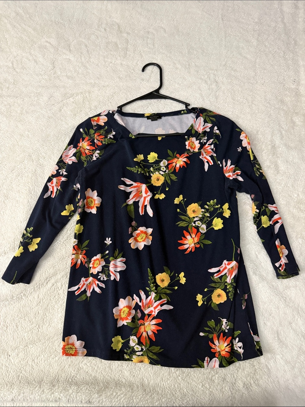 Ann Taylor Factory Navy Floral Long Sleeve Tunic